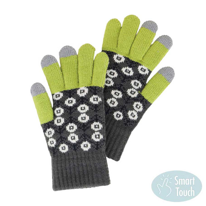 Lime Aztec Patterned Knit Touch Smart Gloves, give your look so much eye-catching with Aztec touch smart gloves, a cozy feel. It's very fashionable and attractive. A pair of these gloves are awesome winter gift for your family, friends, anyone you love, and even yourself. Complete your outfit in a trendy style!