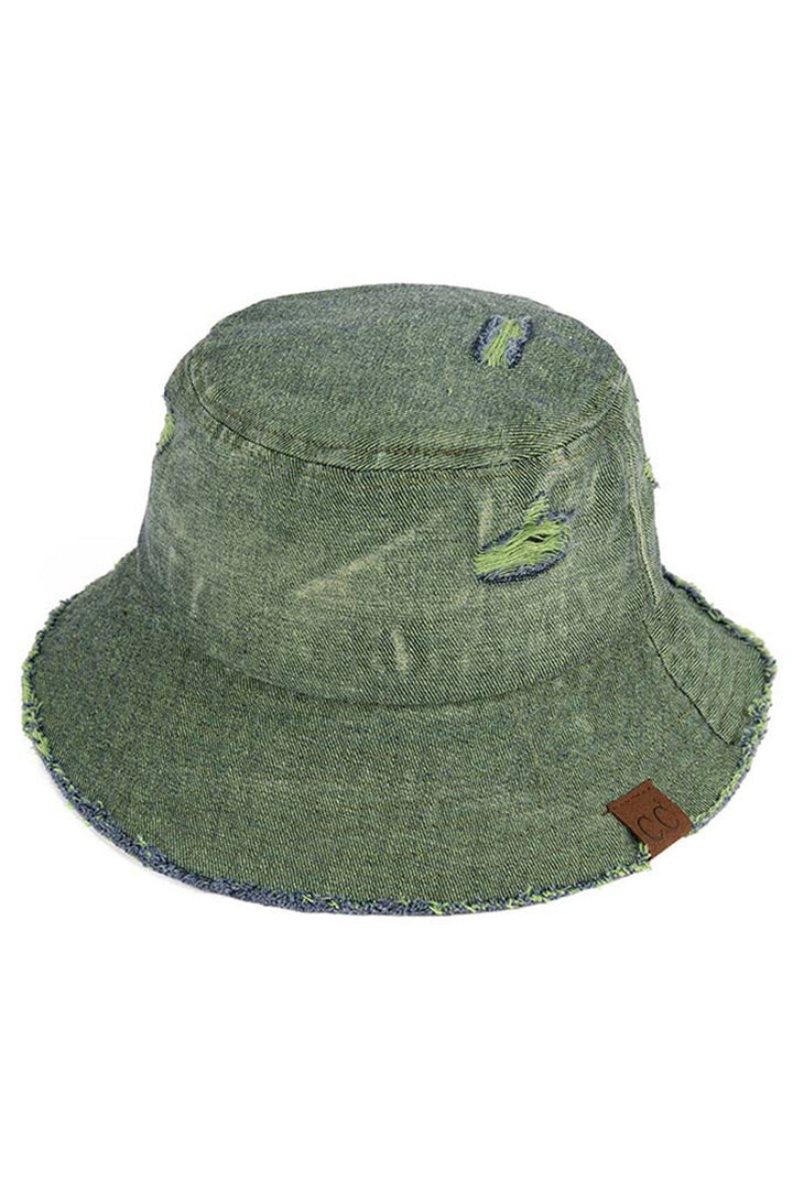 C style denim bucket hat Fishermans C Unisex Washed Denim Bucket Hat Sunscreen Fabric  main image 4