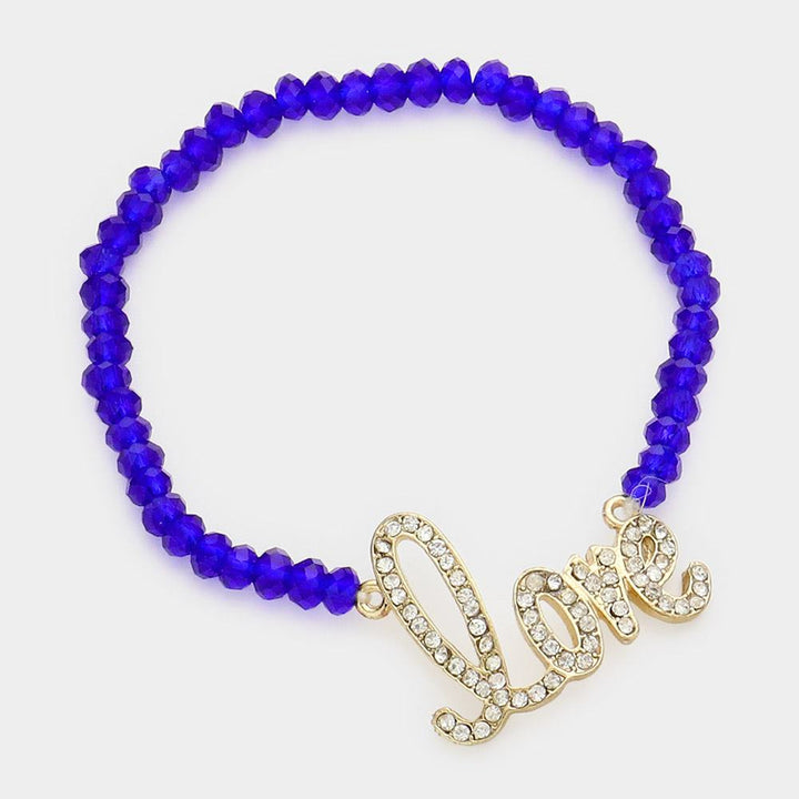 Love Message Faceted Beaded Stretch Bracelet features faceted beads and a stretch design for easy, comfortable wear. Its delicate and elegant style adds a touch of love and positivity to any outfit. This bracelet is perfect as a thoughtful gift or a personal reminder to share and spread love.