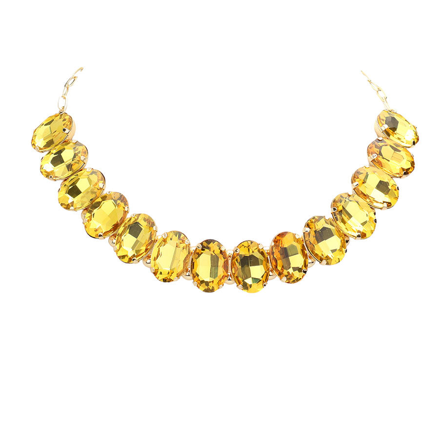 Lt Col Topaz Oval Stone Evening Necklace. Wear together or separate according to your event, versatile enough for wearing straight through the week, coordinate with any ensemble from business casual to everyday wear.Perfect gift for a birthday, mother's day, anniversary, graduation, prom jewelry, just because, thank you.