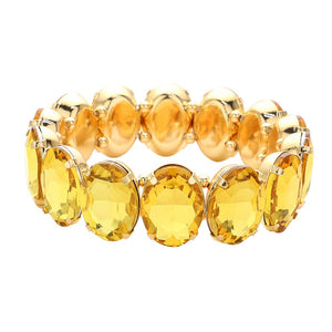Lt Col Topaz Oval Stone Stretch Evening Bracelet, get ready with this oval stone bracelet to receive the best compliments on any special occasion. This classy evening bracelet is perfect for parties, Weddings, and Evenings. Awesome gift for birthdays, anniversaries, Valentine’s Day, or any special occasion.
