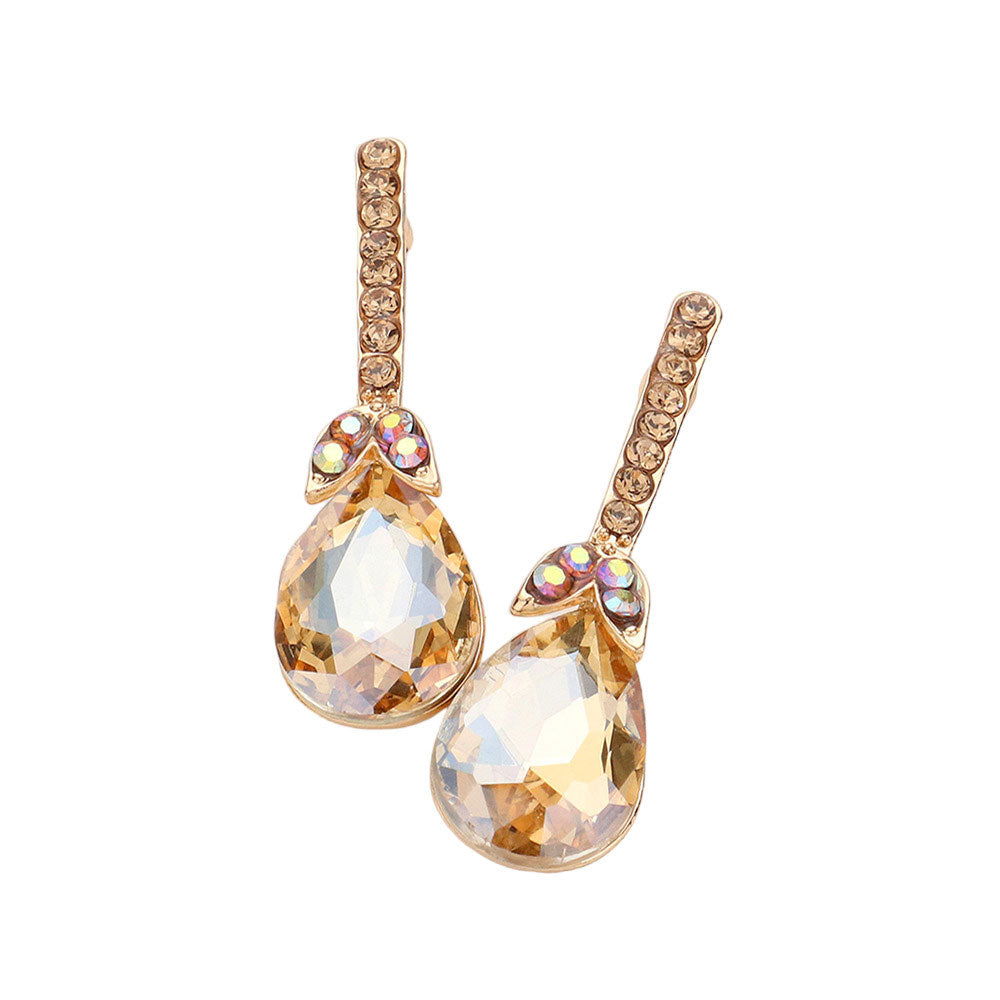 Lt Col Topaz Teardrop Stone Accented Evening Earrings, featuring Gorgeous evening earrings and teardrop stones accented with sparkling crystals. These earrings will add a touch of glamour to any attire. Perfect for any occasion. These beautifully unique designed earrings are suitable as gifts for wives, friends, and mothers.