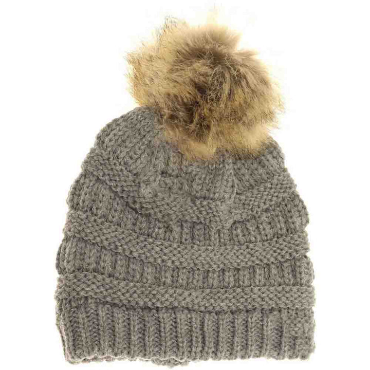 Lt.Grey Kids Fur Pom CC Beanie combines warmth and style with a soft, comfortable fabric that shields young heads from cold weather. Its plush fur pom adds a fashionable accent while maintaining breathability, ensuring all-day comfort and protection during outdoor play or casual outings. Designed for durability and ease of wear, this beanie is an essential winter accessory for active children. 