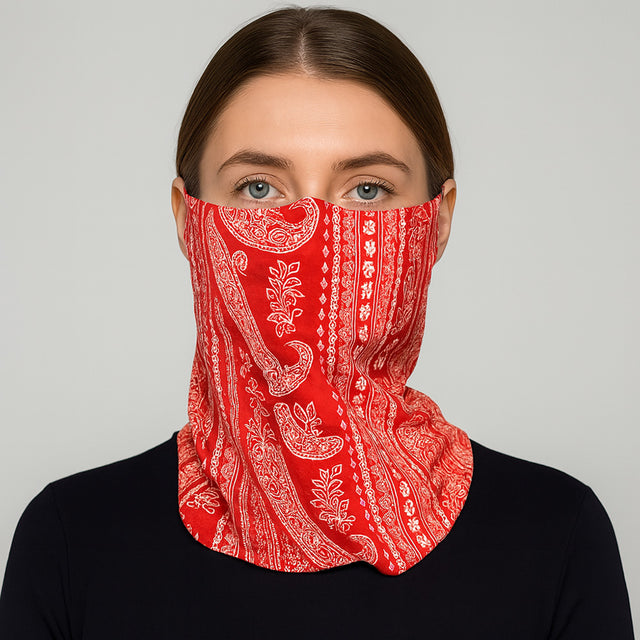 Madeline Love Red Paisley Print Seamless Face Tube Mask / Scarf - Jewelry