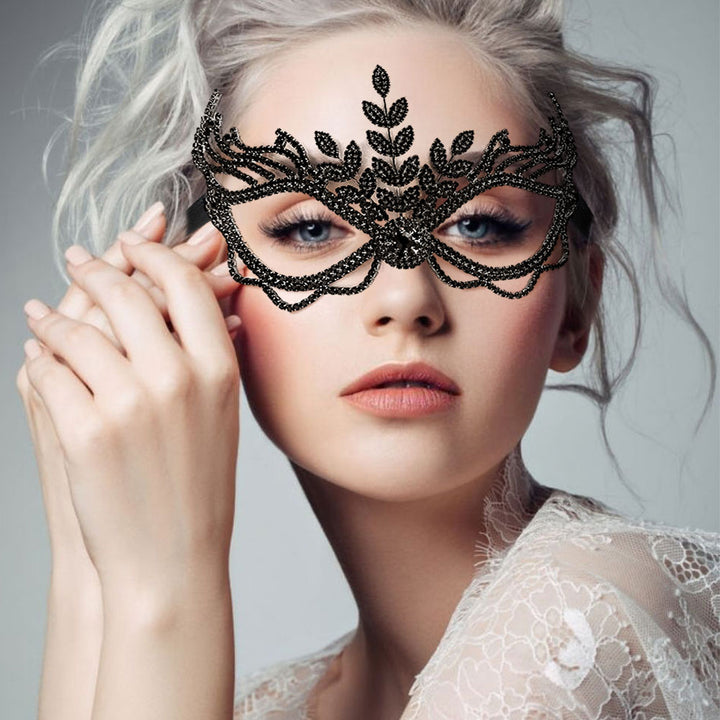 Black Rhinestone Pave Masquerade Mask