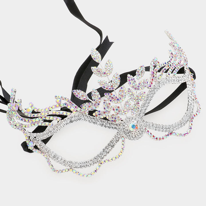 AB, Silver Rhinestone Pave Masquerade Mask