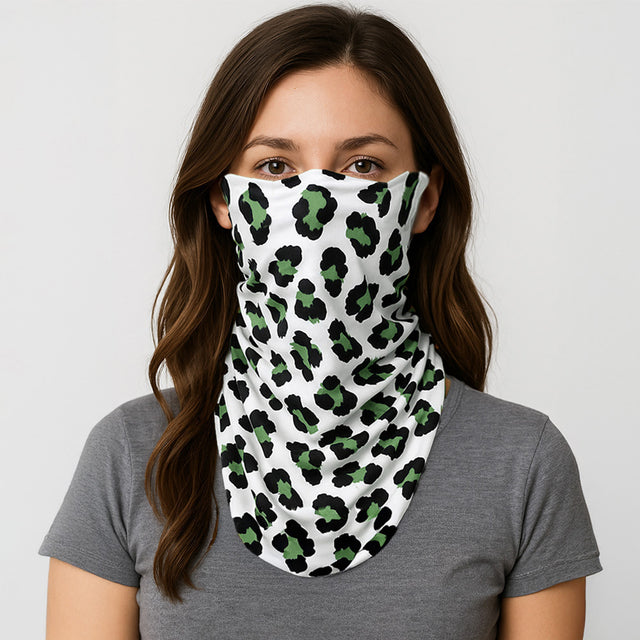 Madeline Love Olive Green Leopard Print Face Tube Mask / Scarf - Jewelry