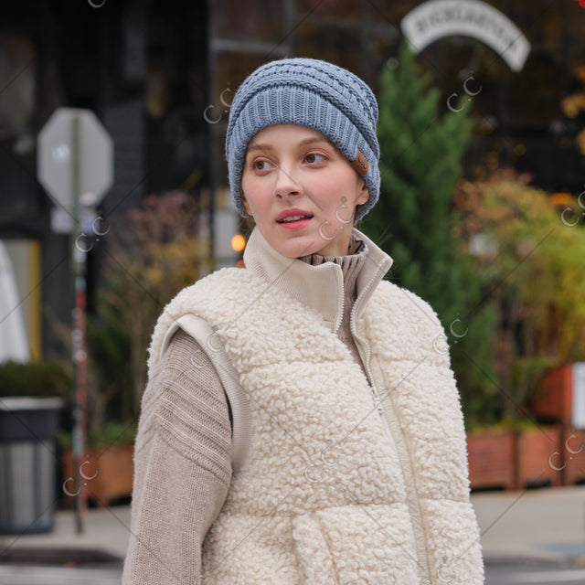 C.C Solid Color Beanie Tail Hat - Ponytail Beanies