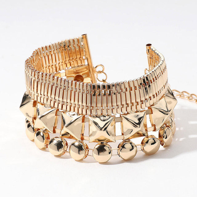 Madeline Love Gold Abstract Metal Wide Bracelet - Bracelets