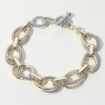 Madeline Love Two Tone 14K Gold Plated Two Tone Chunky Chain Link Toggle Bracelet - Bracelets
