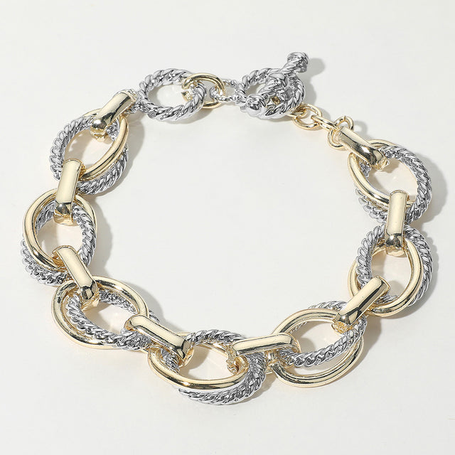 Madeline Love Two Tone 14K Gold Plated Two Tone Chunky Chain Link Toggle Bracelet - Bracelets