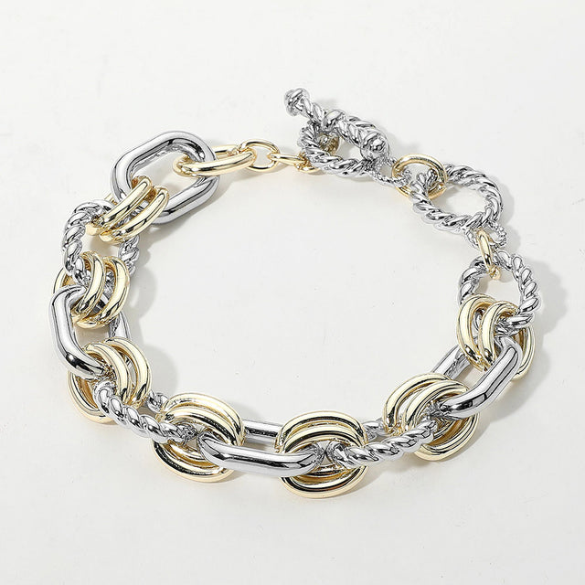 Madeline Love Two Tone 14K Gold Plated Two Tone Chunky Chain Toggle Bracelet
