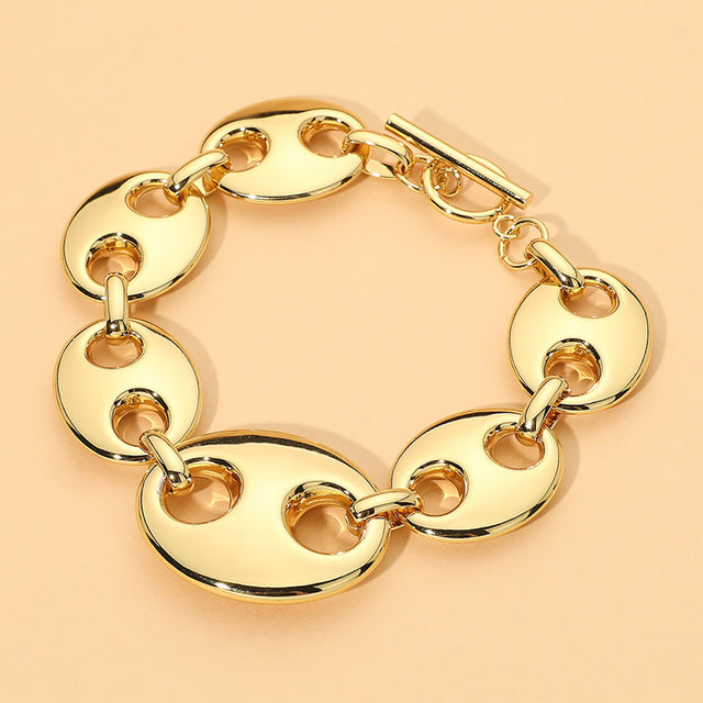 Madeline Love Gold Stainless Steel Chunky Mariner Link Toggle Bracelet