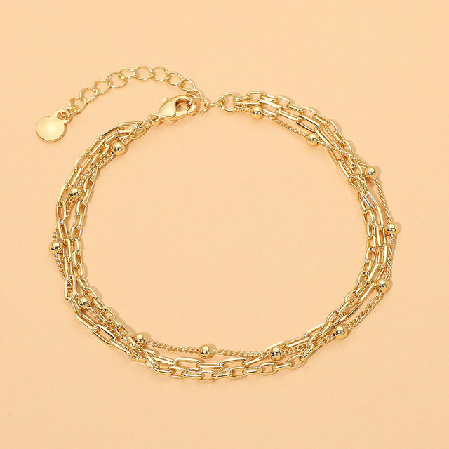 Madeline Love Gold 18K Gold Dipped Beaded Paperclip Chain Layered Bracelet