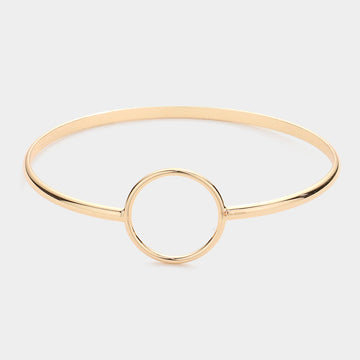 Madeline Love Gold Open Metal Circle Accented Bangle Bracelet - Bracelets
