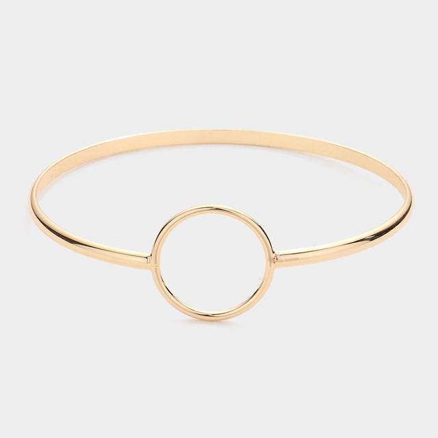 Madeline Love Gold Open Metal Circle Accented Bangle Bracelet - Bracelets