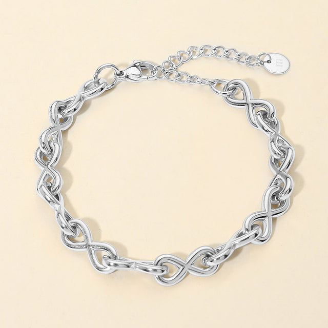 Madeline Love Silver Stainless Steel Infinity Link Chain Bracelet