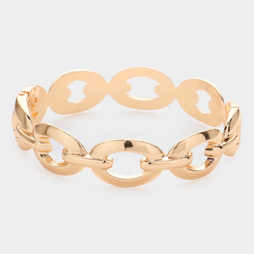 Madeline Love Gold Open Metal Oval Link Hinged Bracelet - Bracelets