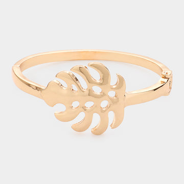 Madeline Love Gold Metal Tropical Leaf Hinged Bracelet - Bracelets