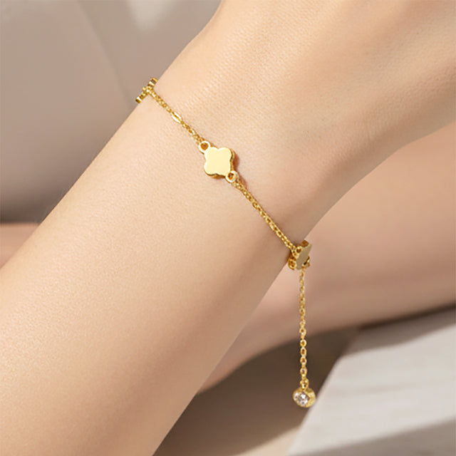 Madeline Love Gold Gold Dipped Quatrefoil Charm Station Link Bracelet