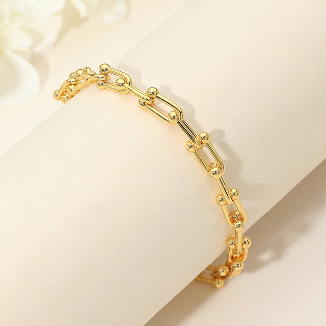 Madeline Love Gold Gold Dipped Stainless Steel Industrial Link Chain Bracelet