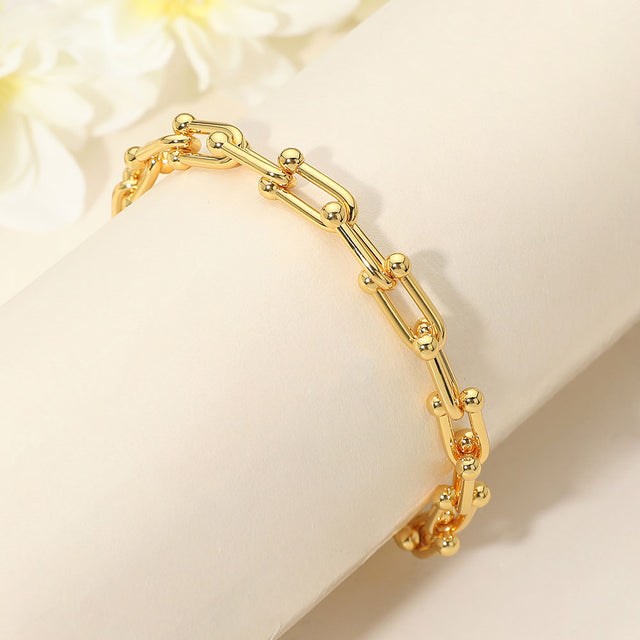 Madeline Love Gold Gold Dipped Stainless Steel Industrial Link Chain Bracelet
