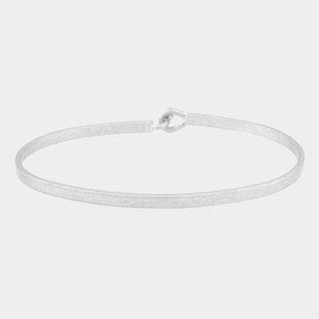 Madeline Love Worn Silver Brass Thin Metal Hook Bracelet - Bracelets