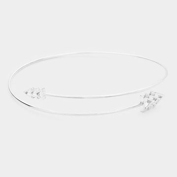 Madeline Love Rhodium White Gold Dipped Metal Triple Triangle End Bracelet - Bracelets