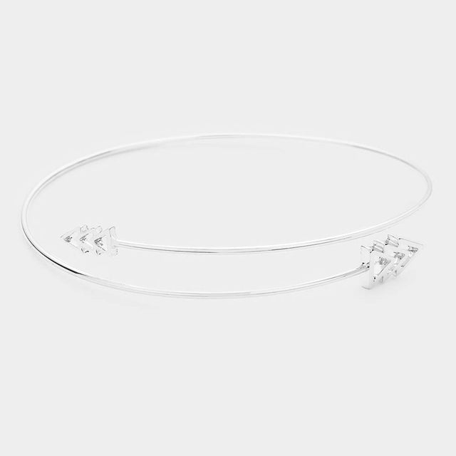 Madeline Love Rhodium White Gold Dipped Metal Triple Triangle End Bracelet - Bracelets