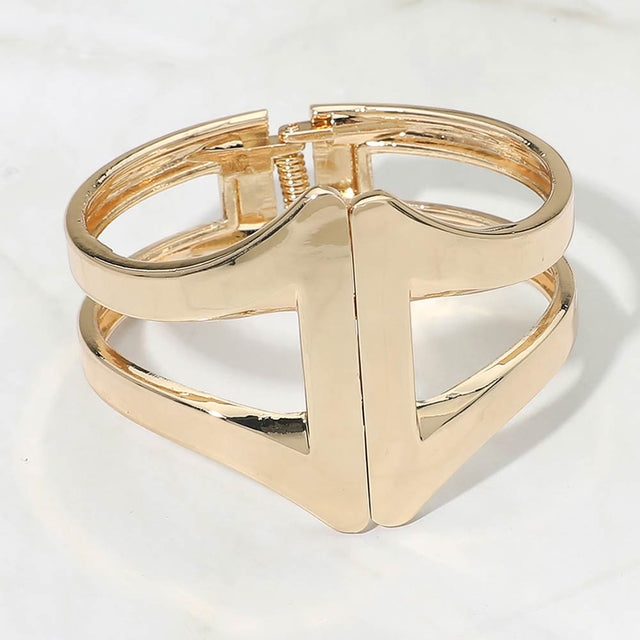 Madeline Love Gold Geometric Metal Hinged Bangle Bracelet - Bracelets