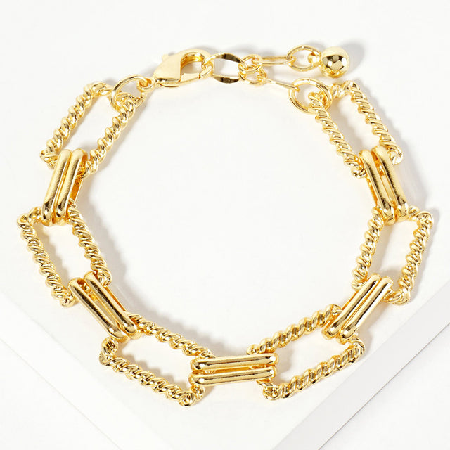 Madeline Love Gold Gold Dipped Textured Square Link Chain Bracelet