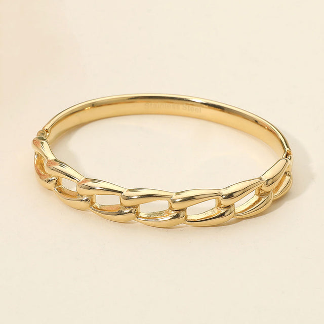 Madeline Love Gold Stainless Steel Chain Link Hinged Bangle Bracelet