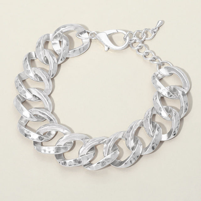 Madeline Love Worn Silver Bold Chunk Chain Link Bracelet - Bracelets