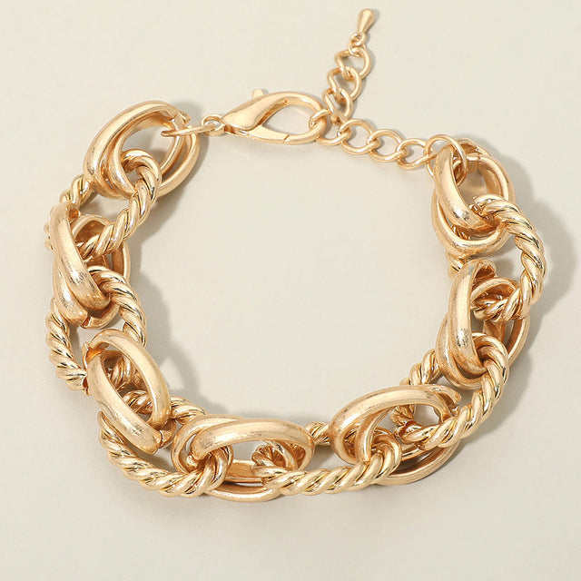 Madeline Love Worn Gold Chunky Mixed Chain Link Bracelet