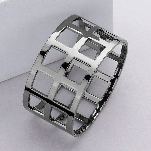 Madeline Love Hematite Metal Cage Hinged Bangle Bracelet - Bracelets