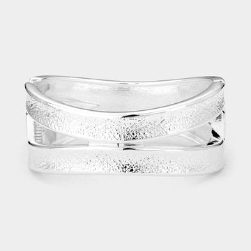 Madeline Love Silver Textured Metal Bangle Bracelet - Bracelets