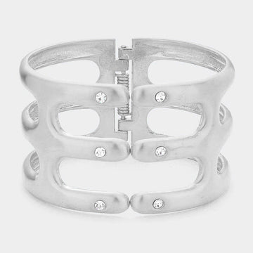 Madeline Love Matte Silver Hinged Metal Bracelet - Bracelets