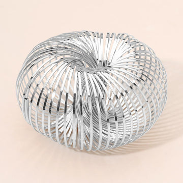 Madeline Love Rhodium Modern Metal Cage Spiral Adjustable Statement Bracelet - Bracelets