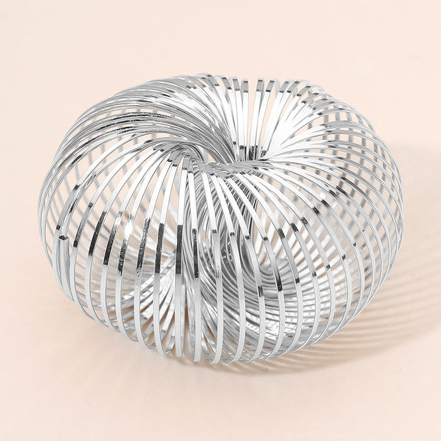 Madeline Love Rhodium Modern Metal Cage Spiral Adjustable Statement Bracelet - Bracelets