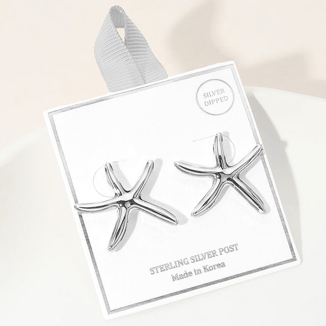 Madeline Love Rhodium Silver Dipped Starfish Earrings