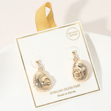 Madeline Love Gold 18K Gold Dipped Spiral Shell Drop Dangle Earrings