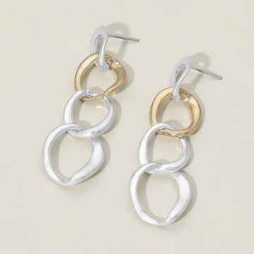 Madeline Love Worn Gold, Worn Silver Two Tone Metal Link Chain Drop Earrings