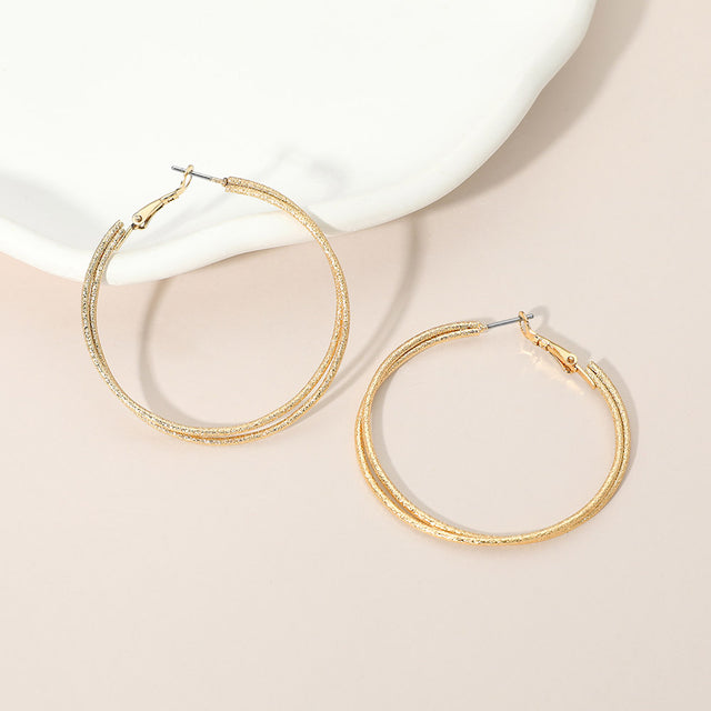 Madeline Love Gold Gold Dipped Textured Double Layered Hoop Earrings