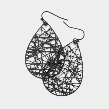 Madeline Love Black Brass Metal Teardrop Dangle Earrings