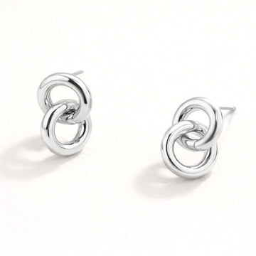 Madeline Love Rhodium, White Gold White Gold Dipped Interlocking Double Loop Drop Earrings