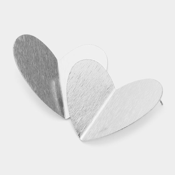 Brushed Metal Heart Earrings