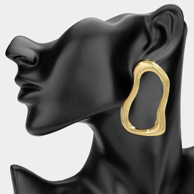 Madeline Love Gold Abstract Open Metal Shape Statement Earrings