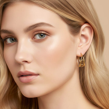 Madeline Love Gold 14K Gold Dipped Sculptural Open Hoop Earrings