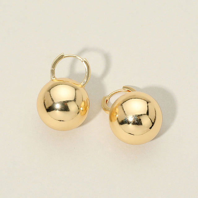 Madeline Love Gold Polished Metal Sphere Drop Huggie Hoop Earrings