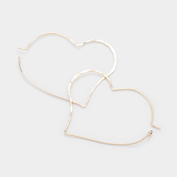 Brass Metal Heart Earrings